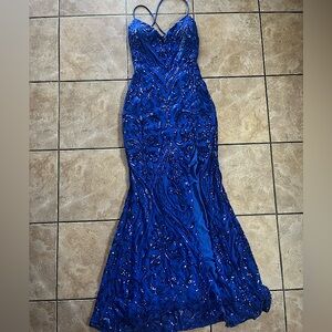 Royal Blue Sequin Prom Dress